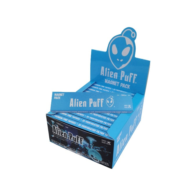Alien Puff King Size White Rice Rolling Papers & Tips with Magnet Closure (HP2210)