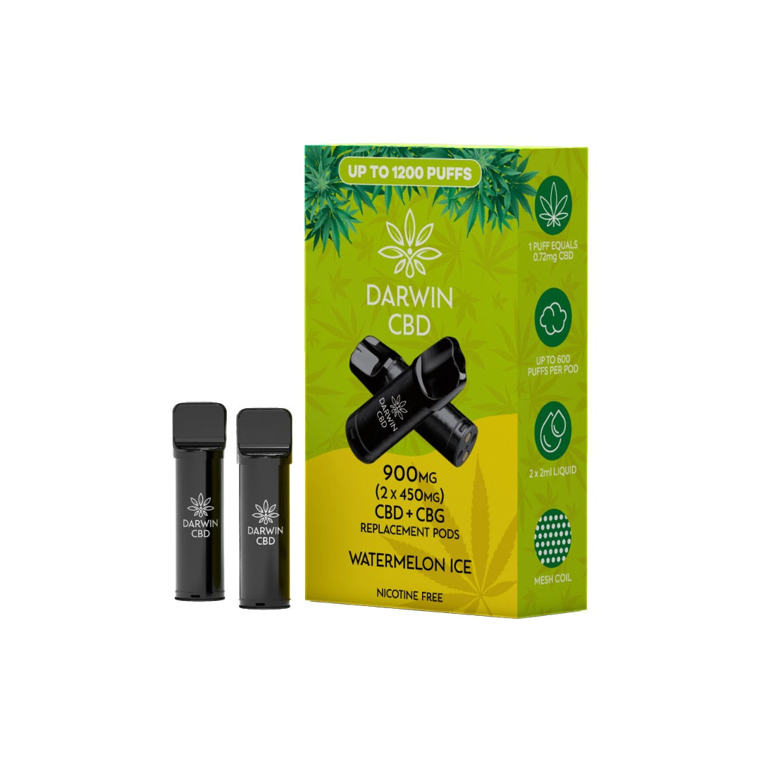 900mg Darwin CBD Prefilled Replacement Pods 1200 Puffs - 2 Pcs