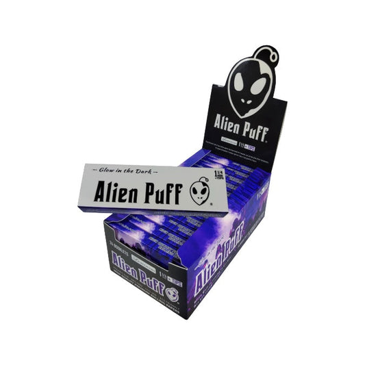 Alien Puff Glow in the Dark 1 1/4 Size Purple Rolling Papers & Tips (HP2212)