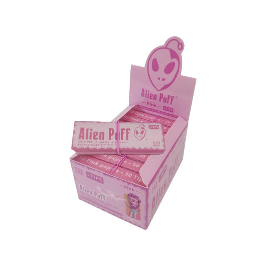 Alien Puff 1 1/4 Size Pink Papers & Tips with Elastic Band (HP2601)