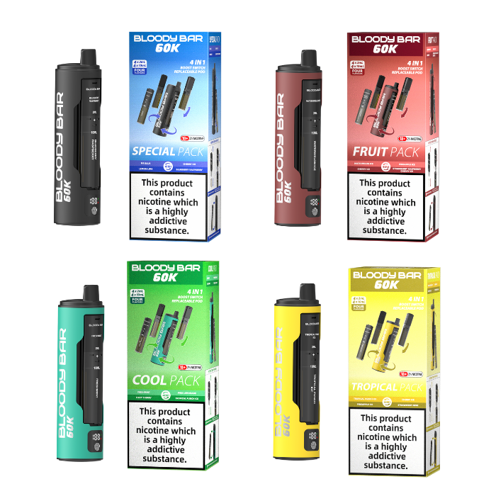 20mg Bloody Bar 60K 4 in 1 Prefilled Pod Vape Kit 60000 Puffs - 1 Pc