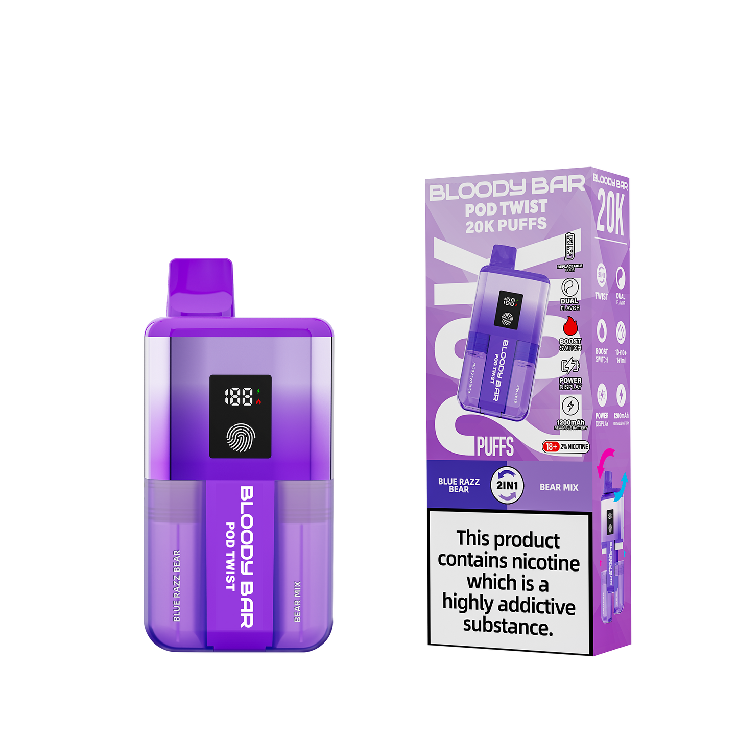 20mg Bloody Bar 20K Twist Prefilled Pod Vape Kit 20000 Puffs - 1 Pc