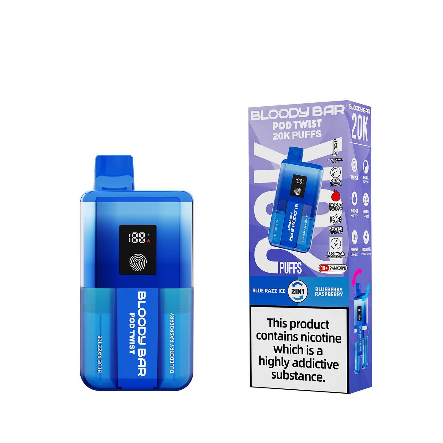 20mg Bloody Bar 20K Twist Prefilled Pod Vape Kit 20000 Puffs - 1 Pc