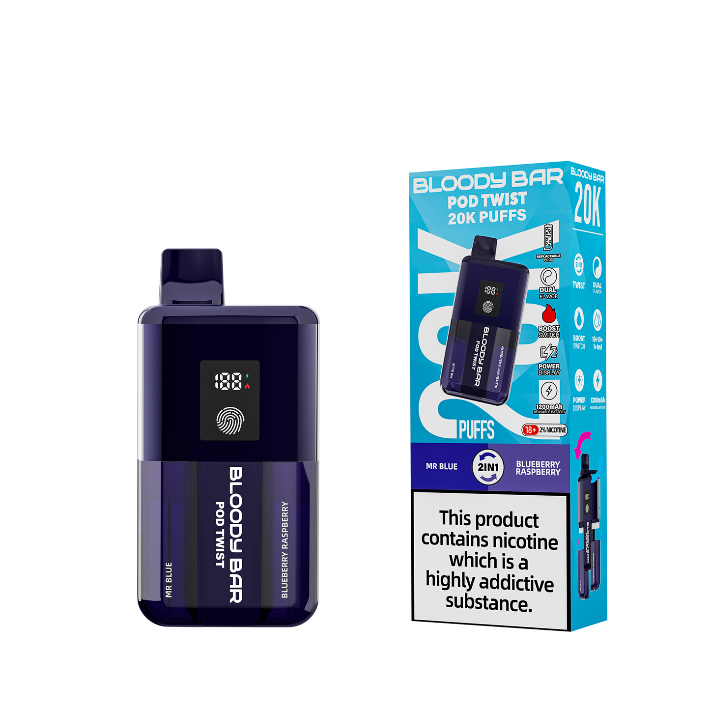 20mg Bloody Bar 20K Twist Prefilled Pod Vape Kit 20000 Puffs - 1 Pc