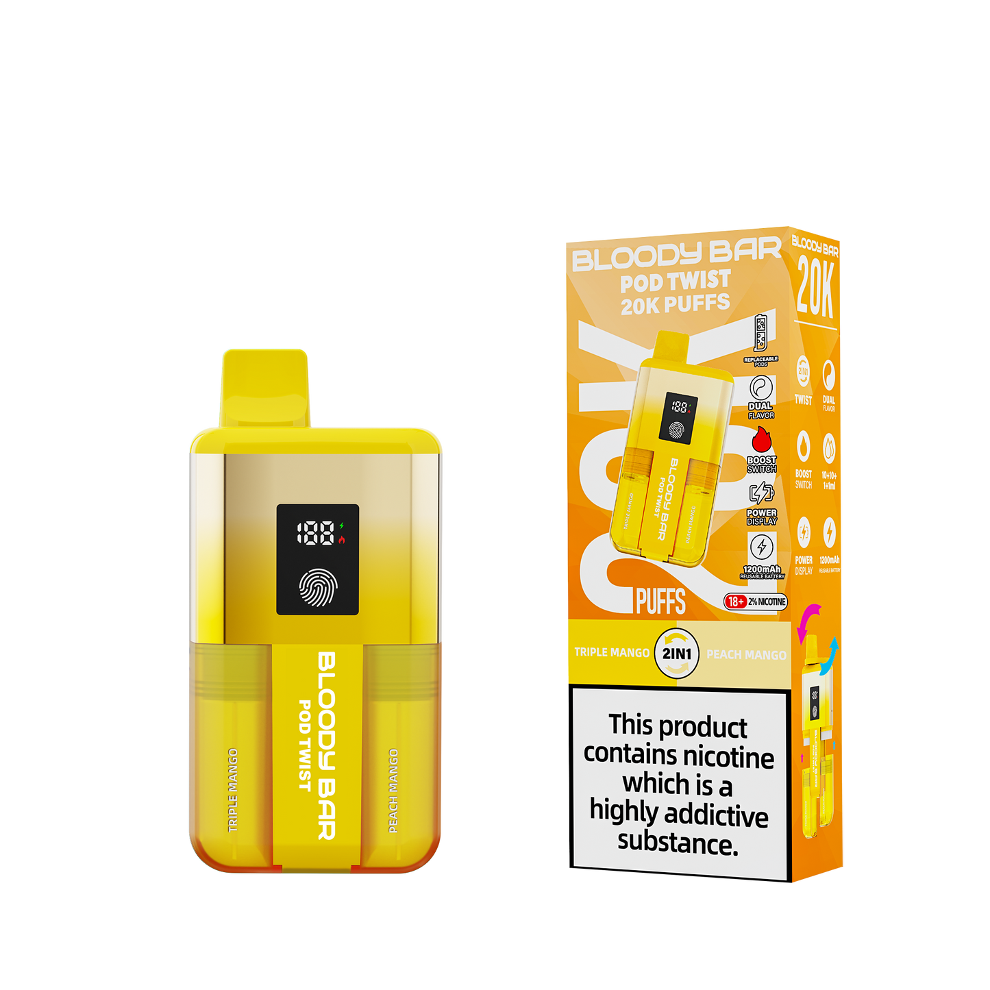 20mg Bloody Bar 20K Twist Prefilled Pod Vape Kit 20000 Puffs - 1 Pc