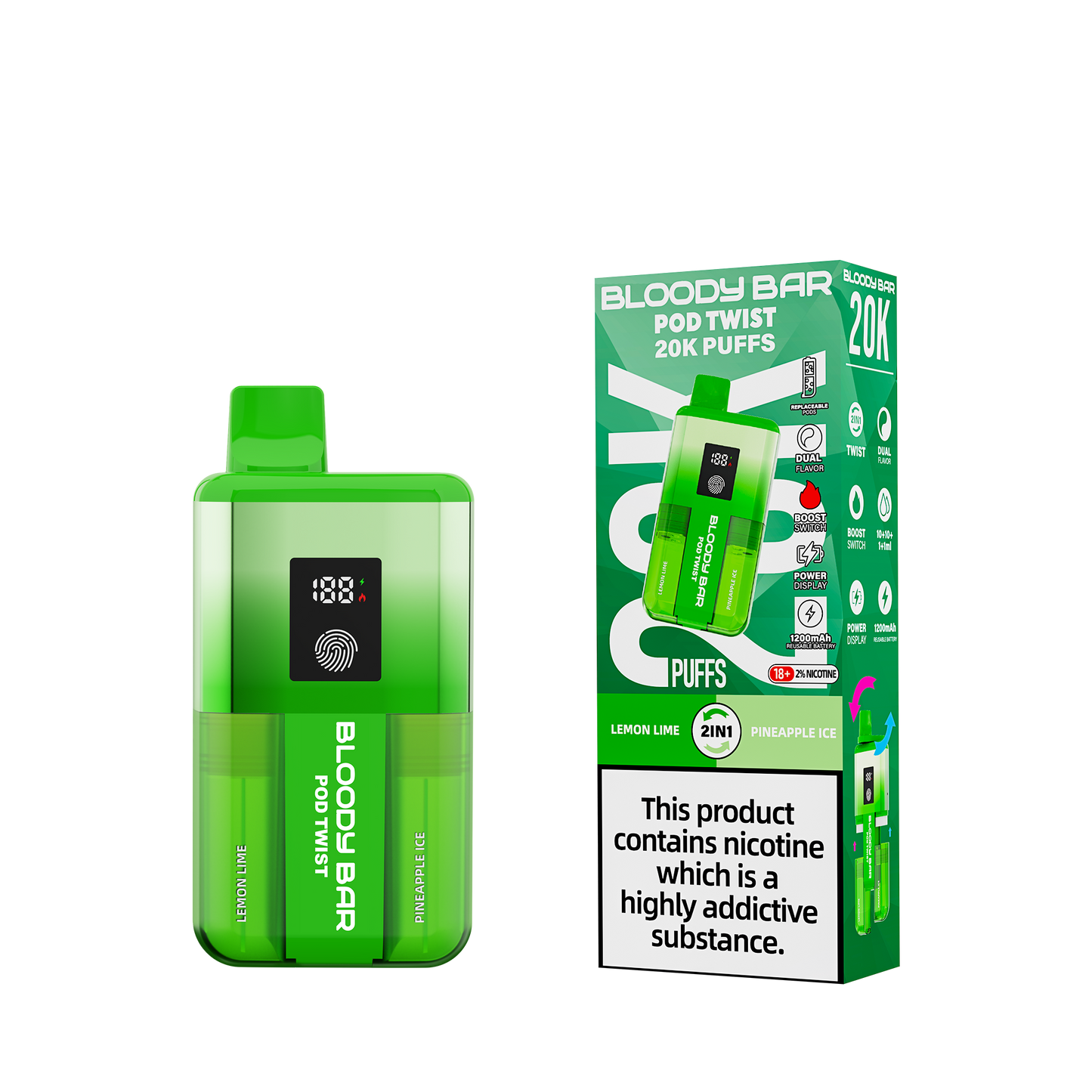 20mg Bloody Bar 20K Twist Prefilled Pod Vape Kit 20000 Puffs - 1 Pc