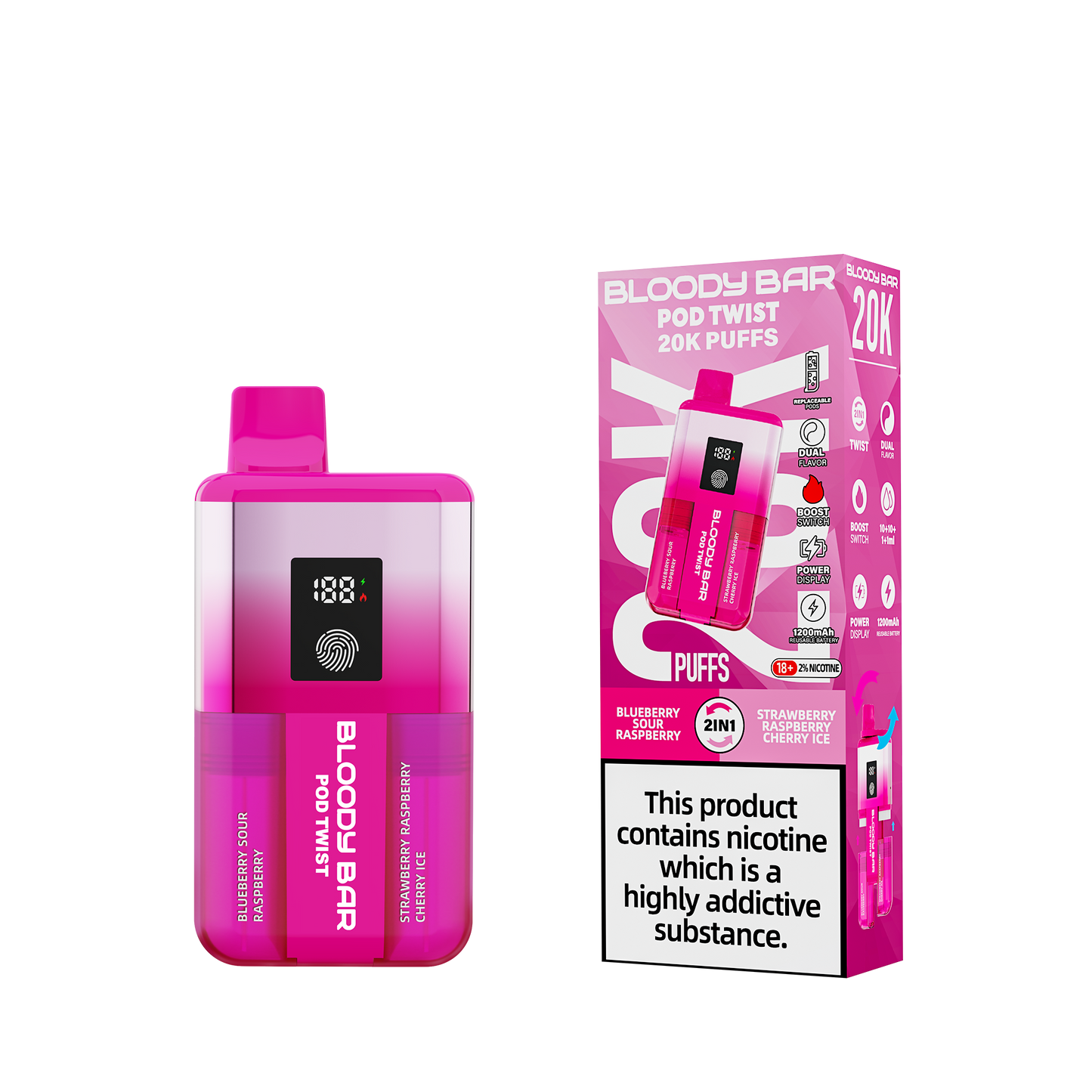 20mg Bloody Bar 20K Twist Prefilled Pod Vape Kit 20000 Puffs - 1 Pc