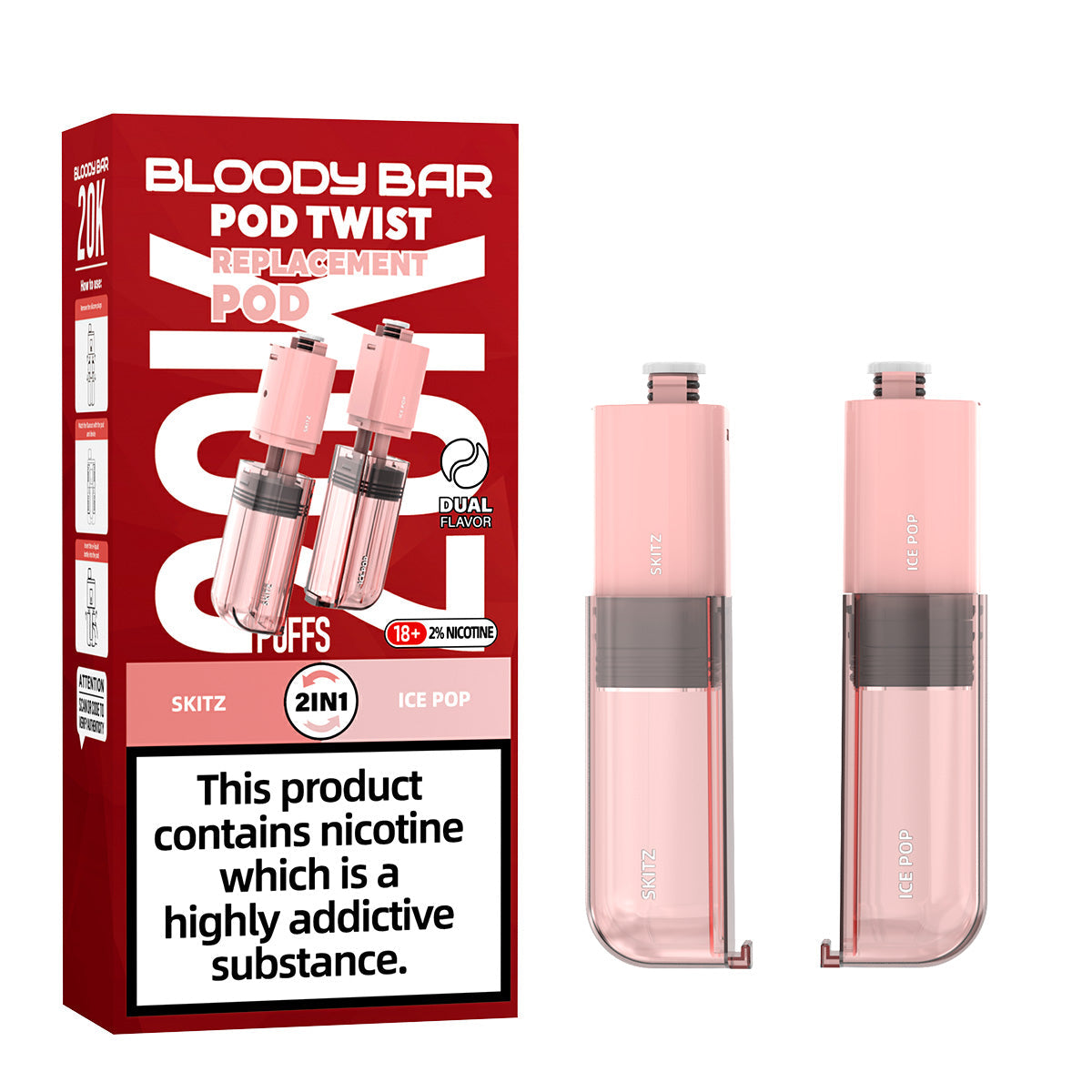20mg Bloody Bar 20K Twist Prefilled Replacement Pods 20000 Puffs - 2 Pcs