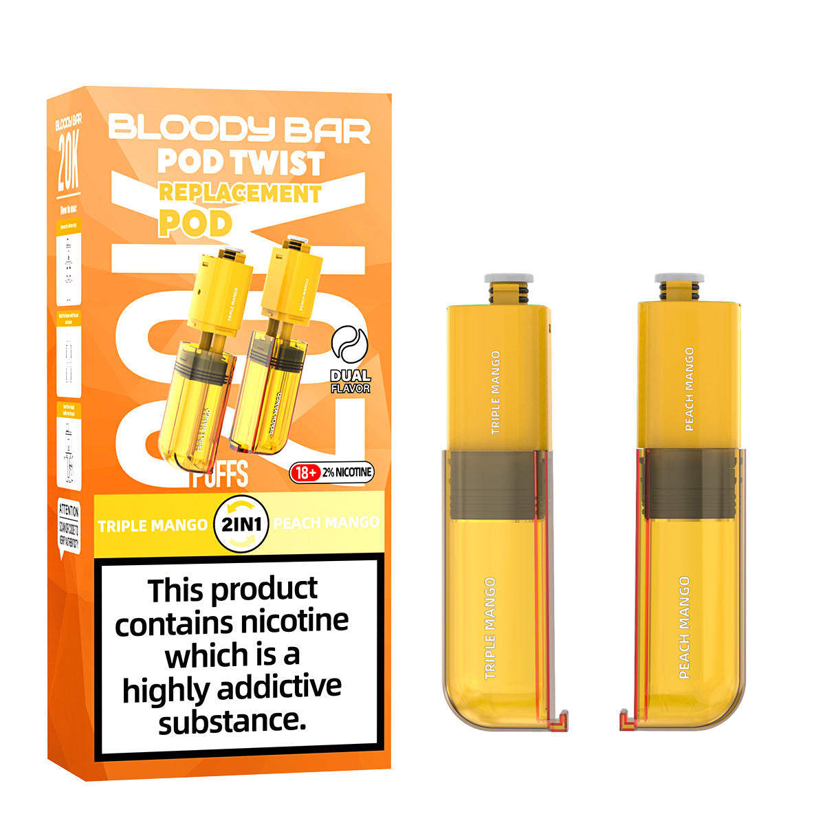 20mg Bloody Bar 20K Twist Prefilled Replacement Pods 20000 Puffs - 2 Pcs