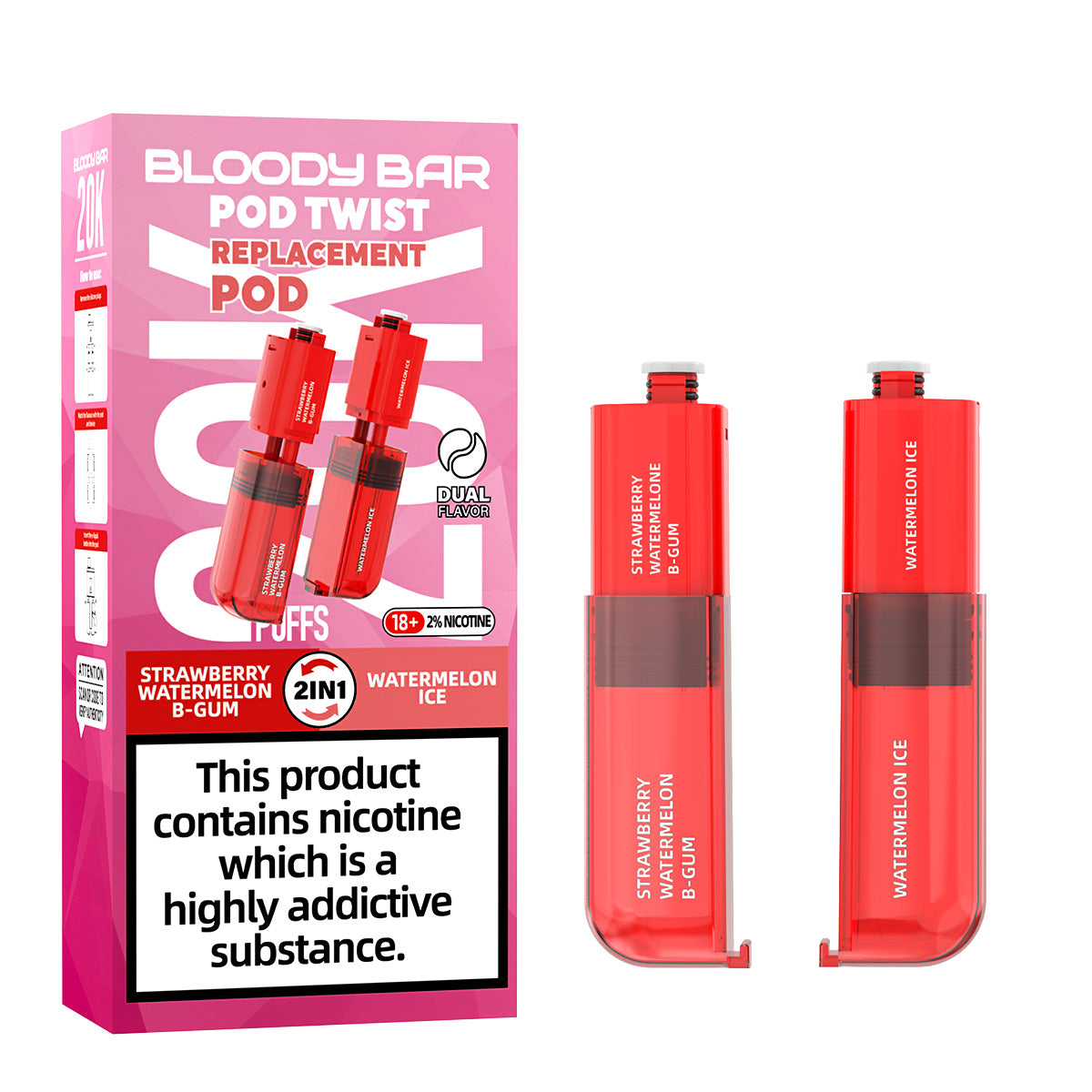 20mg Bloody Bar 20K Twist Prefilled Replacement Pods 20000 Puffs - 2 Pcs