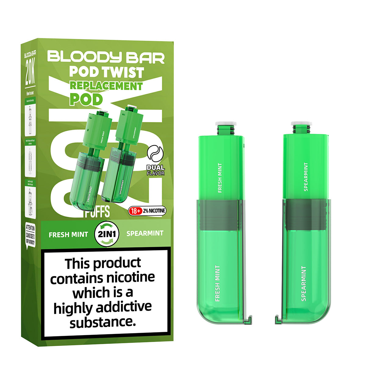 20mg Bloody Bar 20K Twist Prefilled Replacement Pods 20000 Puffs - 2 Pcs