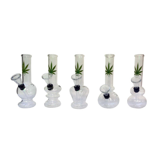 6" Small Leaf Design Glass Bong - GB41
