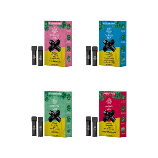600mg Darwin CBD Prefilled Replacement Pods 1200 Puffs - 2 Pcs